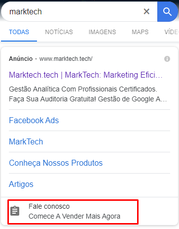 Exemplo de extensão de formulários do google ads