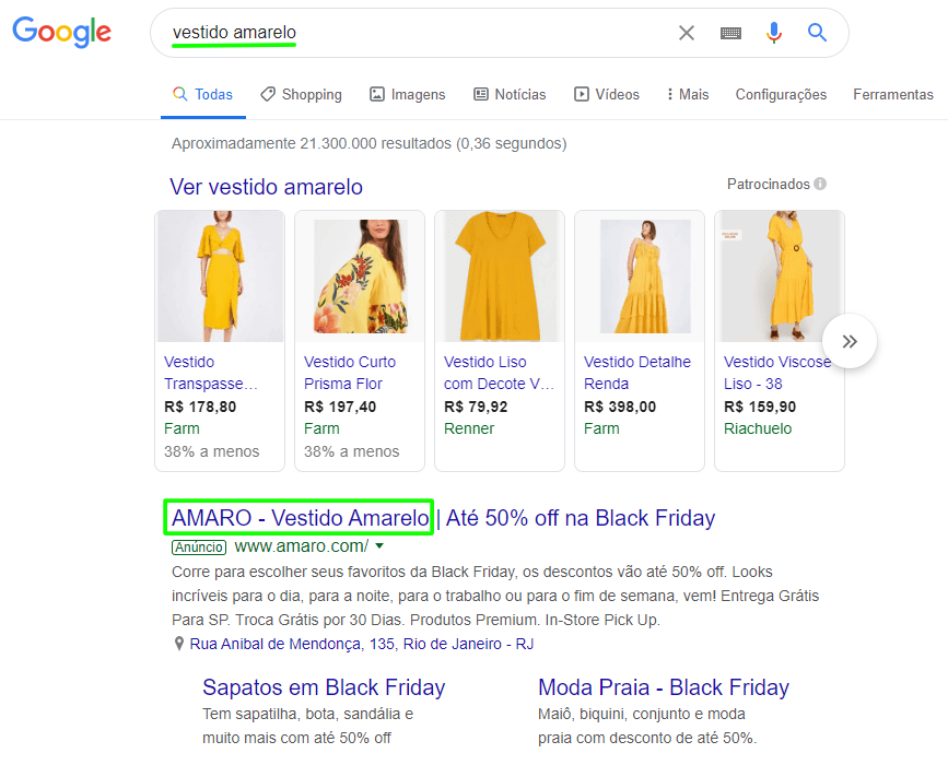 Relevância de Anúncios do google ads - exemplo de anúncio