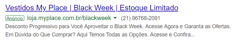 Relevância de Anúncios do google ads - exemplo de anúncio 4